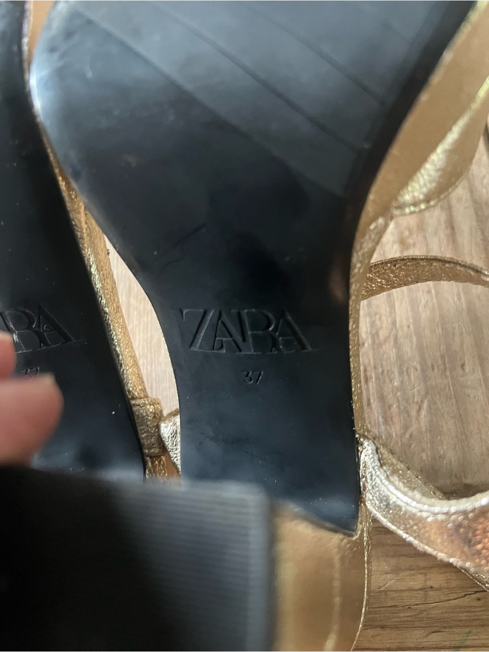 Zara Metallic Gold Platform Block Heel Sandals - Picture 10 of 10
